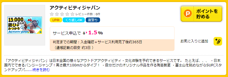 ポイントを貯めるをクリック