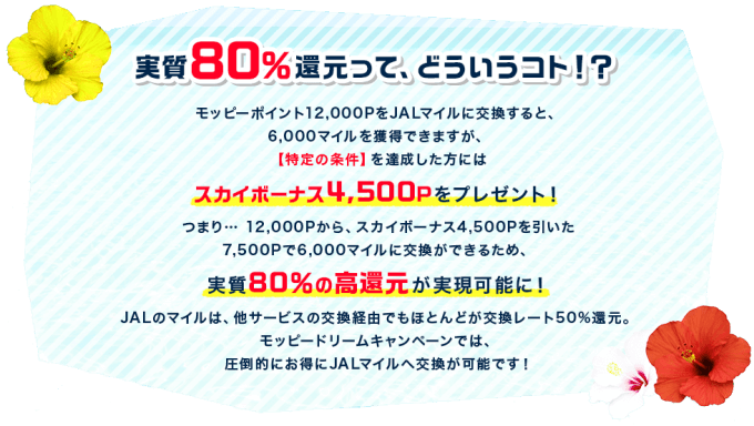 ポイントサイトのモッピーでJALマイルを大量に貯める！交換率80%だから貯まる！