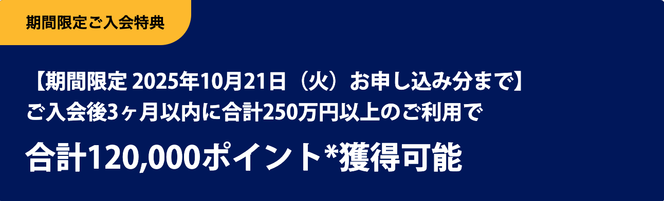 通常の入会特典は合計120,000ポイント
