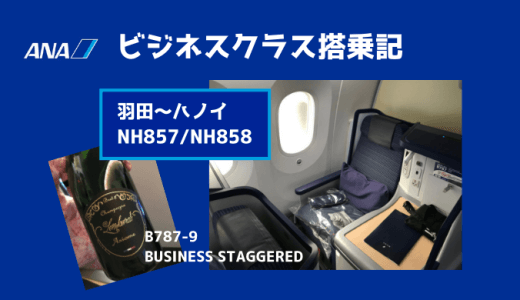 ANA国際線ビジネスクラス搭乗記｜羽田～ハノイ（NH857/NH858）B787-9 ANA BUSINESS STAGGERED