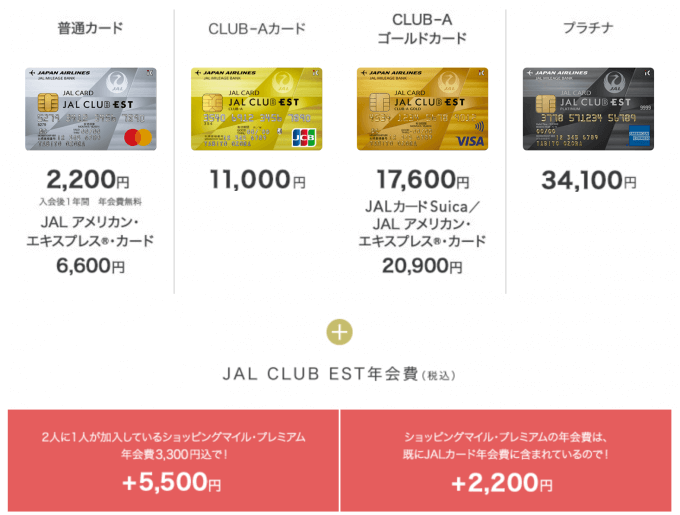 JAL CLUB ESTの年会費
